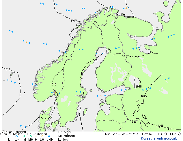 Wolkenlagen UK-Global ma 27.05.2024 12 UTC