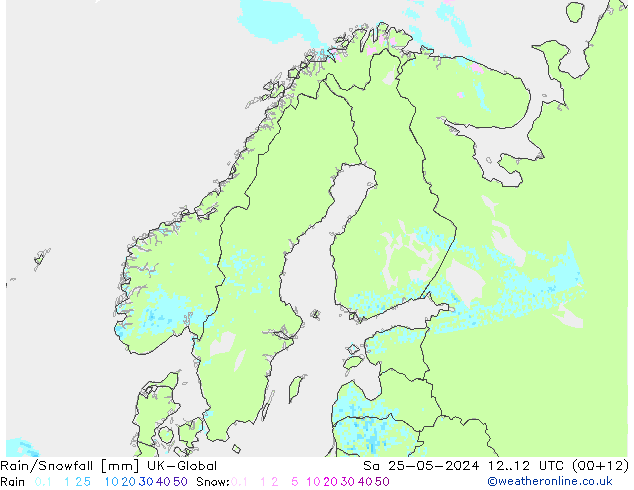 Rain/Snowfall UK-Global Sa 25.05.2024 12 UTC