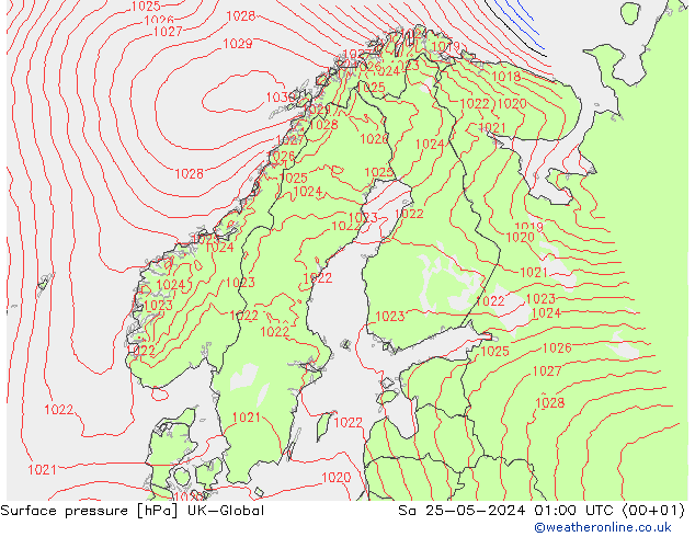 pression de l'air UK-Global sam 25.05.2024 01 UTC