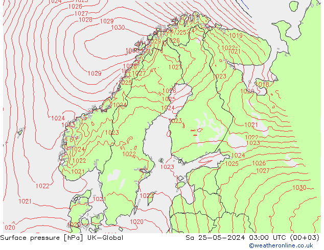 Surface pressure UK-Global Sa 25.05.2024 03 UTC