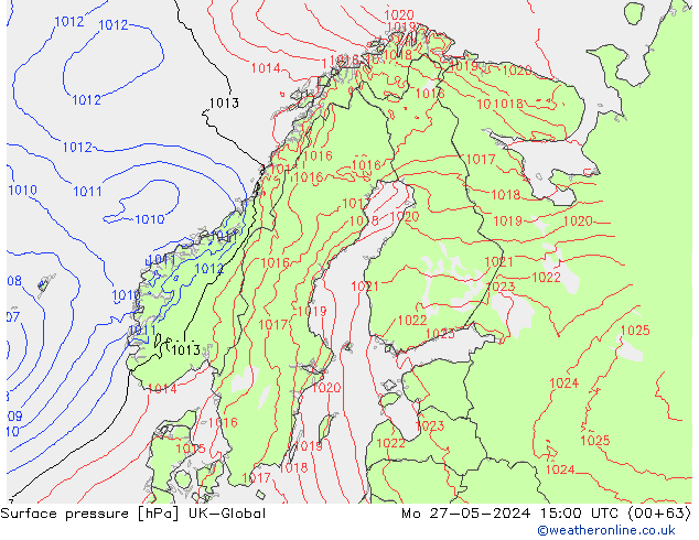 Presión superficial UK-Global lun 27.05.2024 15 UTC