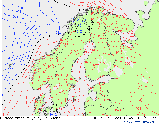 pression de l'air UK-Global mar 28.05.2024 12 UTC