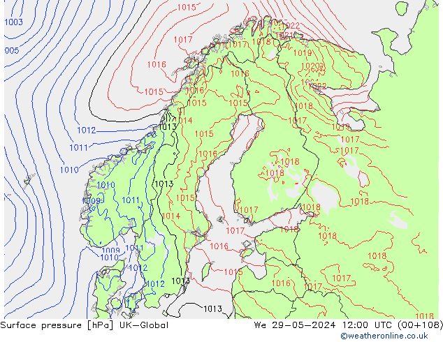 Atmosférický tlak UK-Global St 29.05.2024 12 UTC