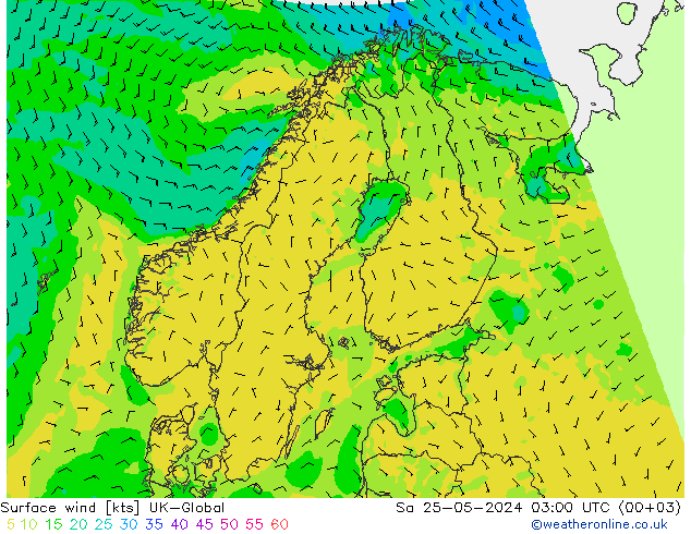 Viento 10 m UK-Global sáb 25.05.2024 03 UTC