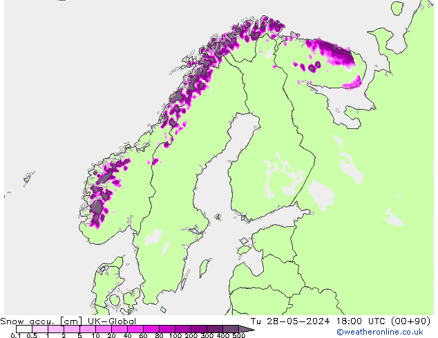 Snow accu. UK-Global mar 28.05.2024 18 UTC