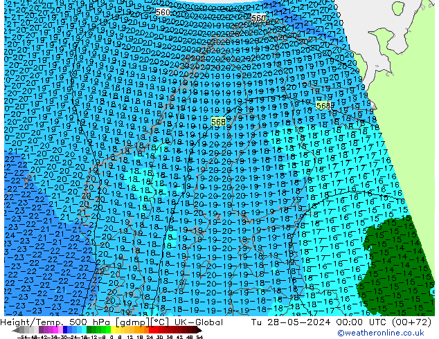 Height/Temp. 500 hPa UK-Global Tu 28.05.2024 00 UTC