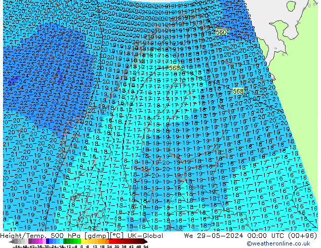 Geop./Temp. 500 hPa UK-Global mié 29.05.2024 00 UTC