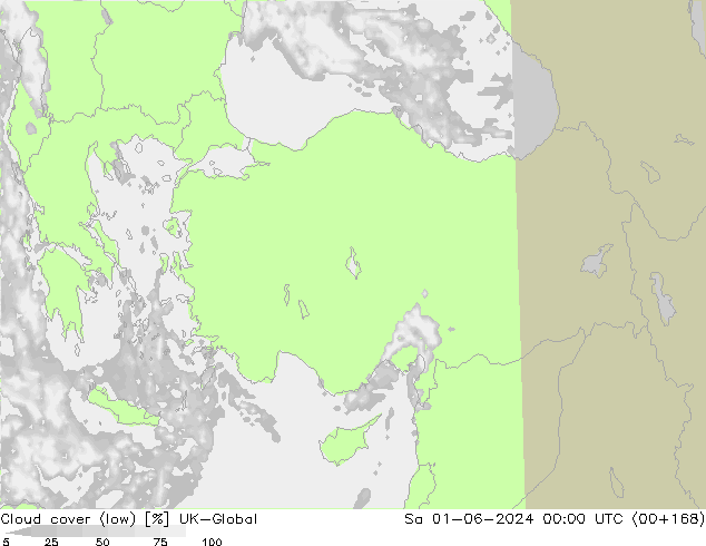 nízká oblaka UK-Global So 01.06.2024 00 UTC