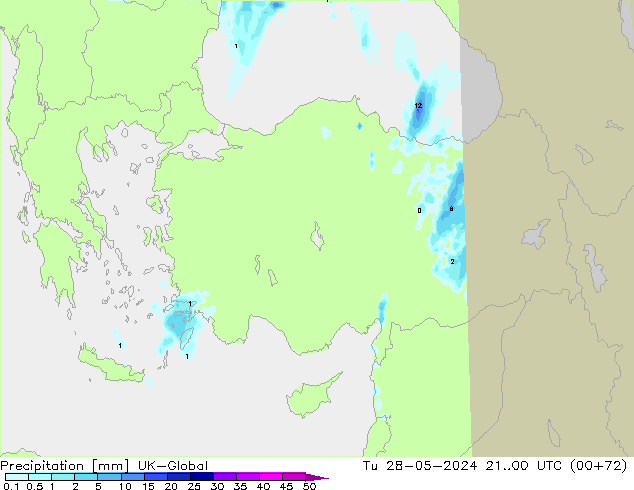 Srážky UK-Global Út 28.05.2024 00 UTC