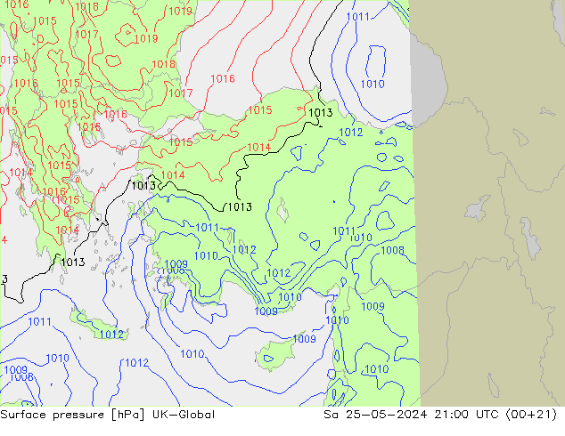 Luchtdruk (Grond) UK-Global za 25.05.2024 21 UTC