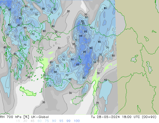 RH 700 hPa UK-Global Út 28.05.2024 18 UTC