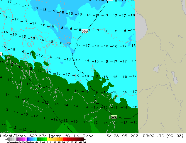 Geop./Temp. 500 hPa UK-Global sáb 25.05.2024 03 UTC