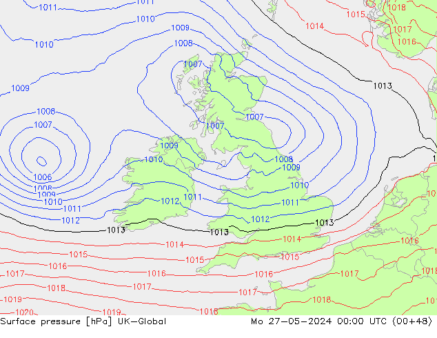 pressão do solo UK-Global Seg 27.05.2024 00 UTC