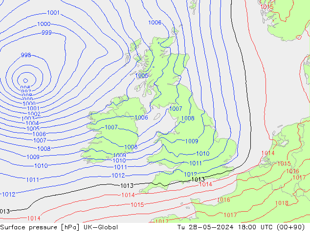 Pressione al suolo UK-Global mar 28.05.2024 18 UTC