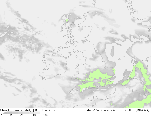 Nuages (total) UK-Global lun 27.05.2024 00 UTC