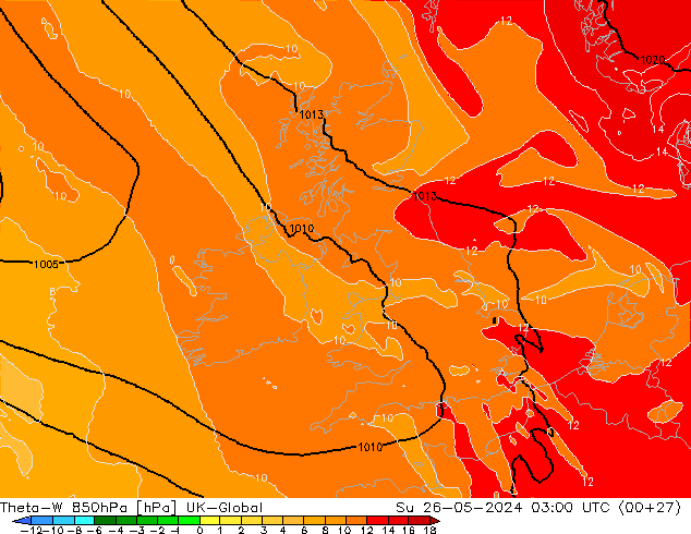 Theta-W 850hPa UK-Global Su 26.05.2024 03 UTC