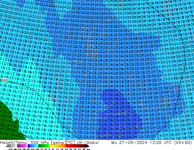 Height/Temp. 500 hPa UK-Global Seg 27.05.2024 12 UTC