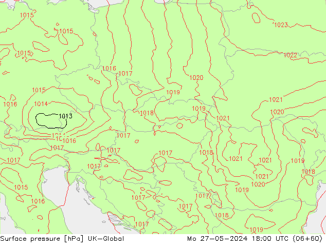 Surface pressure UK-Global Mo 27.05.2024 18 UTC