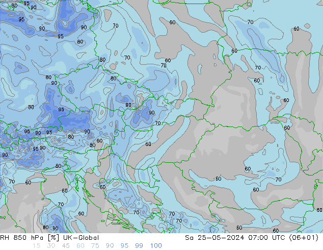 RH 850 hPa UK-Global So 25.05.2024 07 UTC