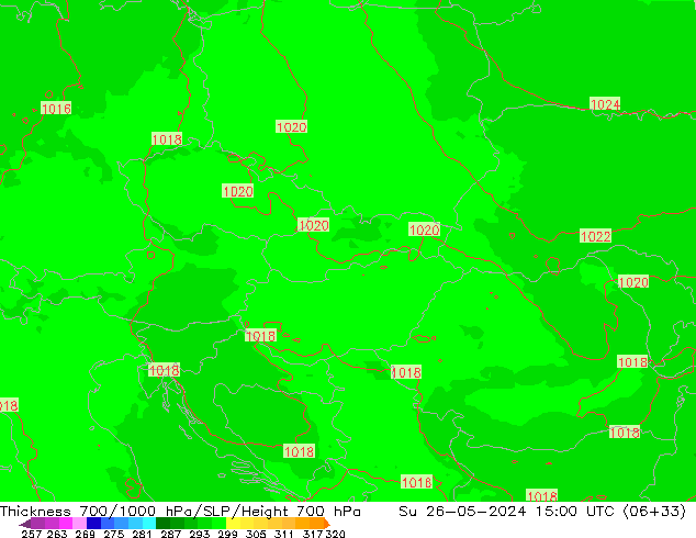 Thck 700-1000 hPa UK-Global dim 26.05.2024 15 UTC