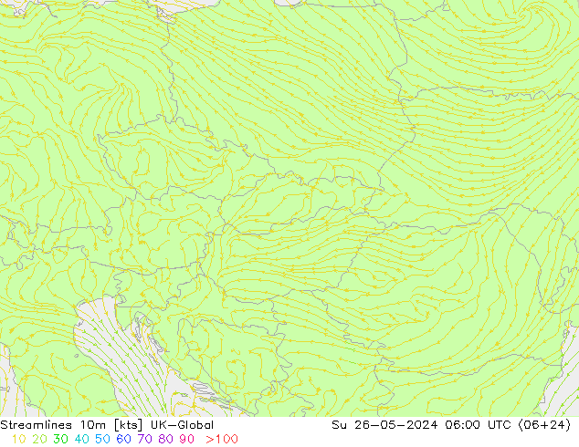 Streamlines 10m UK-Global Su 26.05.2024 06 UTC