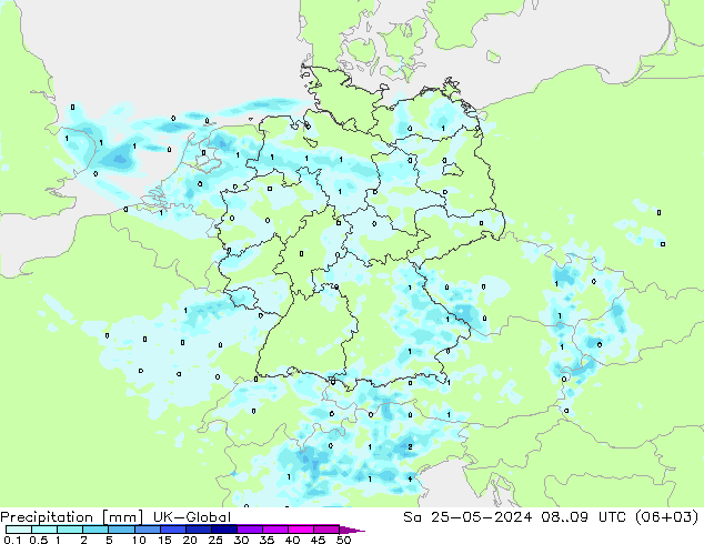 Niederschlag UK-Global Sa 25.05.2024 09 UTC