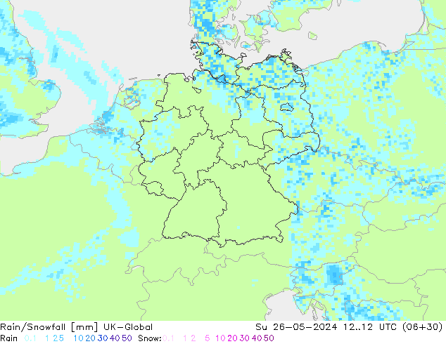 Rain/Snowfall UK-Global dim 26.05.2024 12 UTC