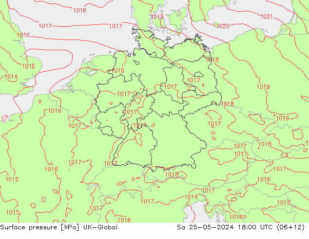 地面气压 UK-Global 星期六 25.05.2024 18 UTC