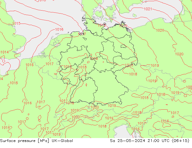 pression de l'air UK-Global sam 25.05.2024 21 UTC