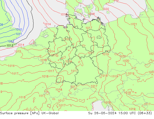 Luchtdruk (Grond) UK-Global zo 26.05.2024 15 UTC