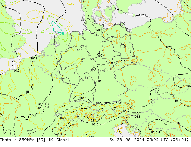 Theta-e 850гПа UK-Global Вс 26.05.2024 03 UTC