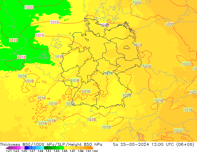 Thck 850-1000 hPa UK-Global So 25.05.2024 12 UTC