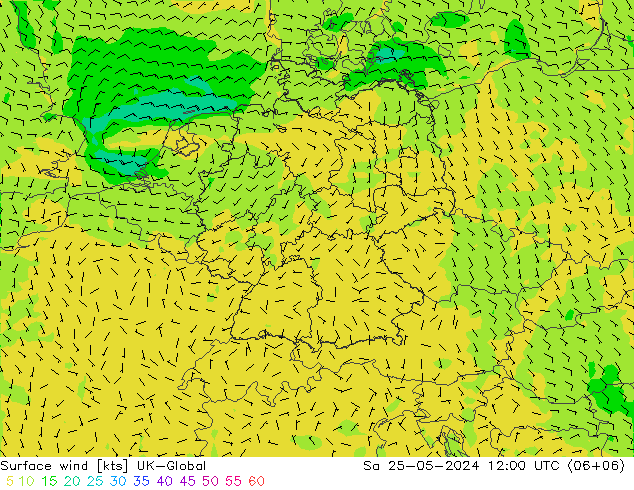 Surface wind UK-Global Sa 25.05.2024 12 UTC