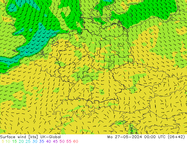 风 10 米 UK-Global 星期一 27.05.2024 00 UTC