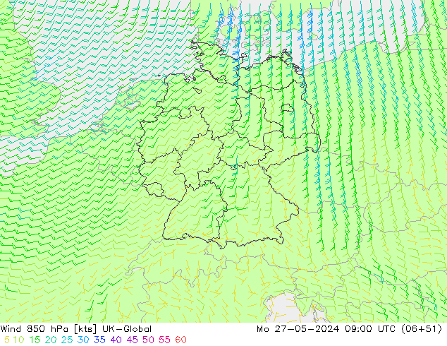 Vento 850 hPa UK-Global Seg 27.05.2024 09 UTC