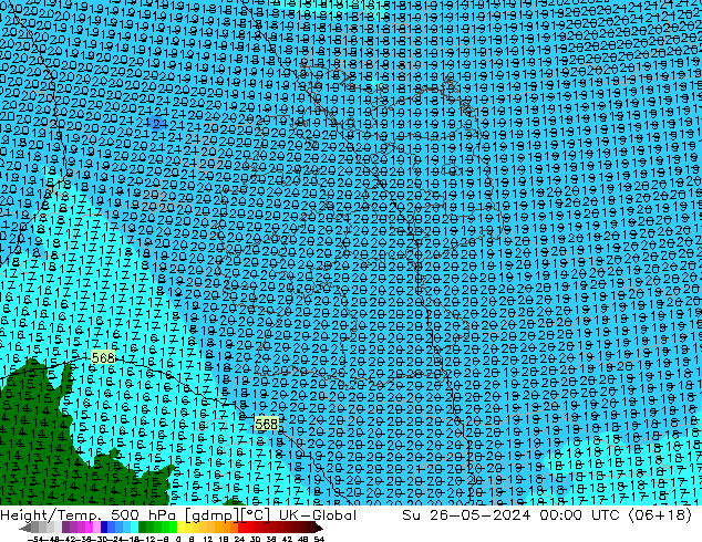 Hoogte/Temp. 500 hPa UK-Global zo 26.05.2024 00 UTC
