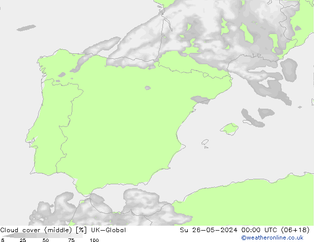 Cloud cover (middle) UK-Global Su 26.05.2024 00 UTC