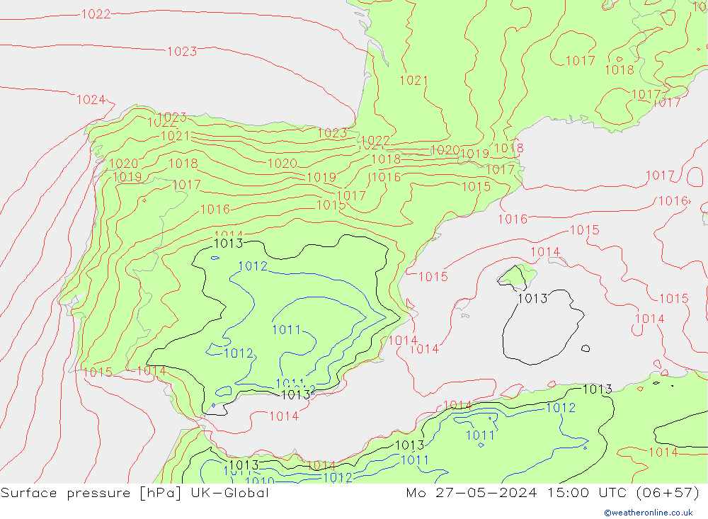 Luchtdruk (Grond) UK-Global ma 27.05.2024 15 UTC
