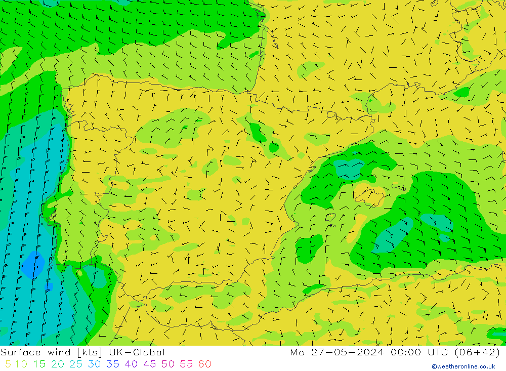 Wind 10 m UK-Global ma 27.05.2024 00 UTC