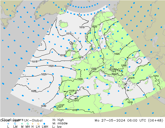 Cloud layer UK-Global Mo 27.05.2024 06 UTC