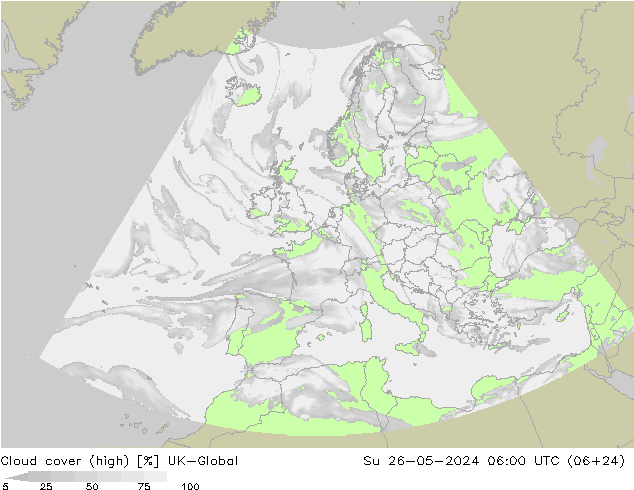 Nubes altas UK-Global dom 26.05.2024 06 UTC