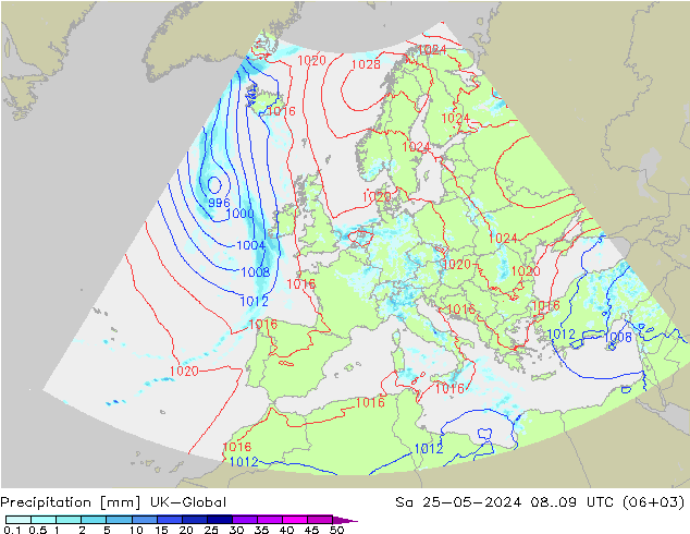 Srážky UK-Global So 25.05.2024 09 UTC