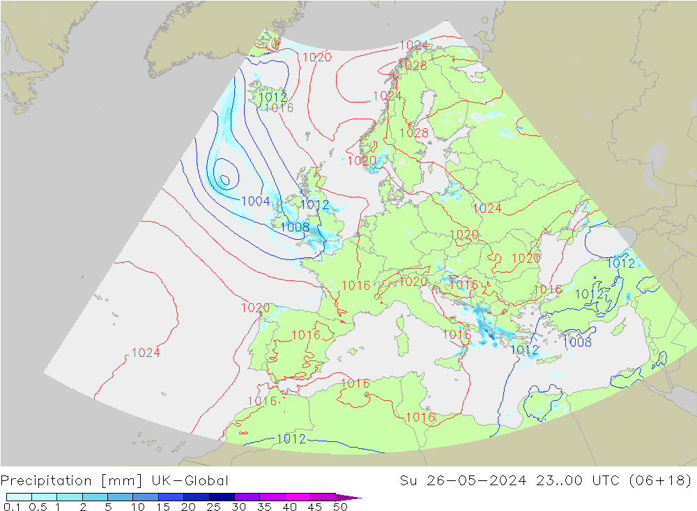 Precipitation UK-Global Su 26.05.2024 00 UTC