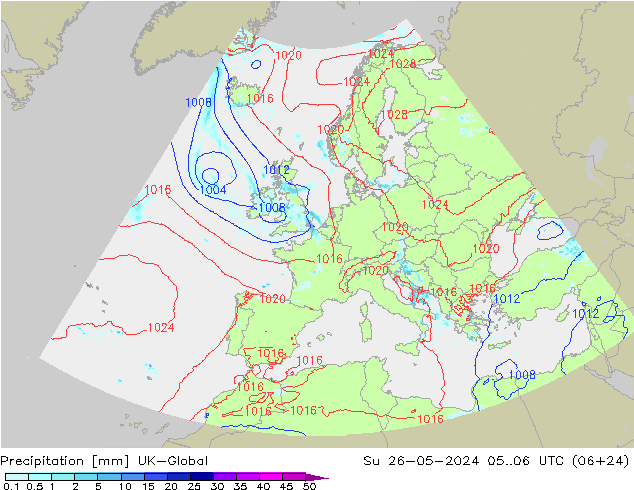 Precipitazione UK-Global dom 26.05.2024 06 UTC