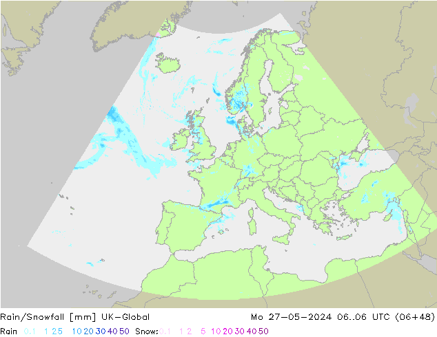 Rain/Snowfall UK-Global Mo 27.05.2024 06 UTC