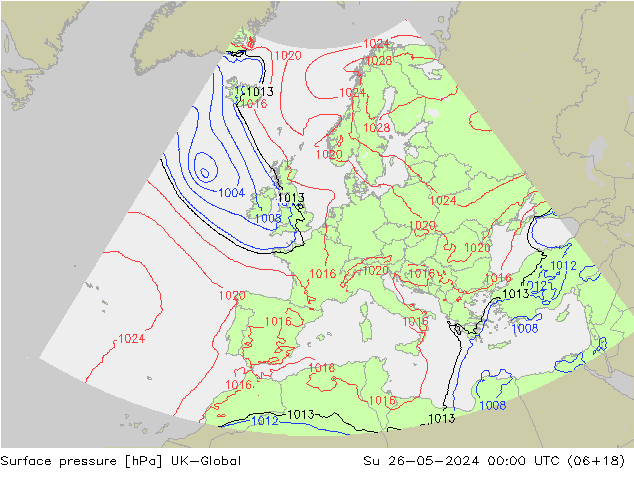 Presión superficial UK-Global dom 26.05.2024 00 UTC