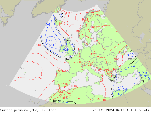 pression de l'air UK-Global dim 26.05.2024 06 UTC