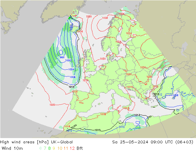 High wind areas UK-Global sáb 25.05.2024 09 UTC