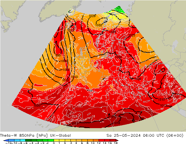 Theta-W 850hPa UK-Global sab 25.05.2024 06 UTC