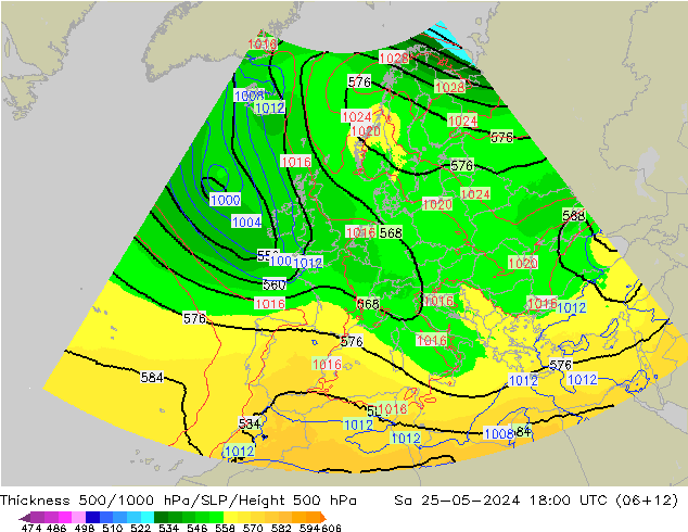 Thck 500-1000hPa UK-Global  25.05.2024 18 UTC
